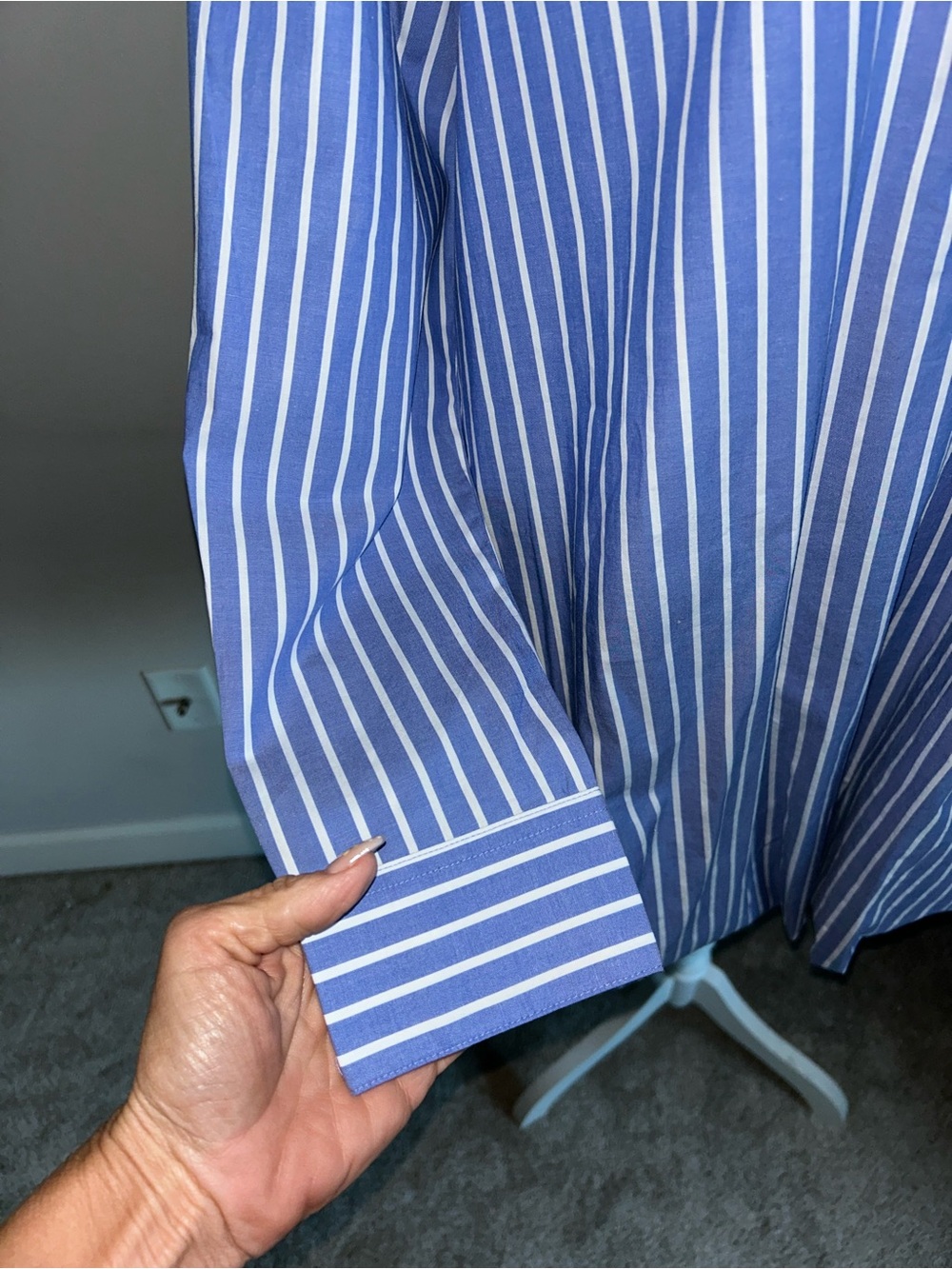 NWT The Drop Stripe Bubble Hem Shirtdress Blue & White Mini Sz M - Picture 3 of 7